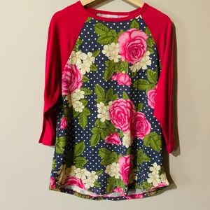 Lularoe Floral print “Randy” baseball T